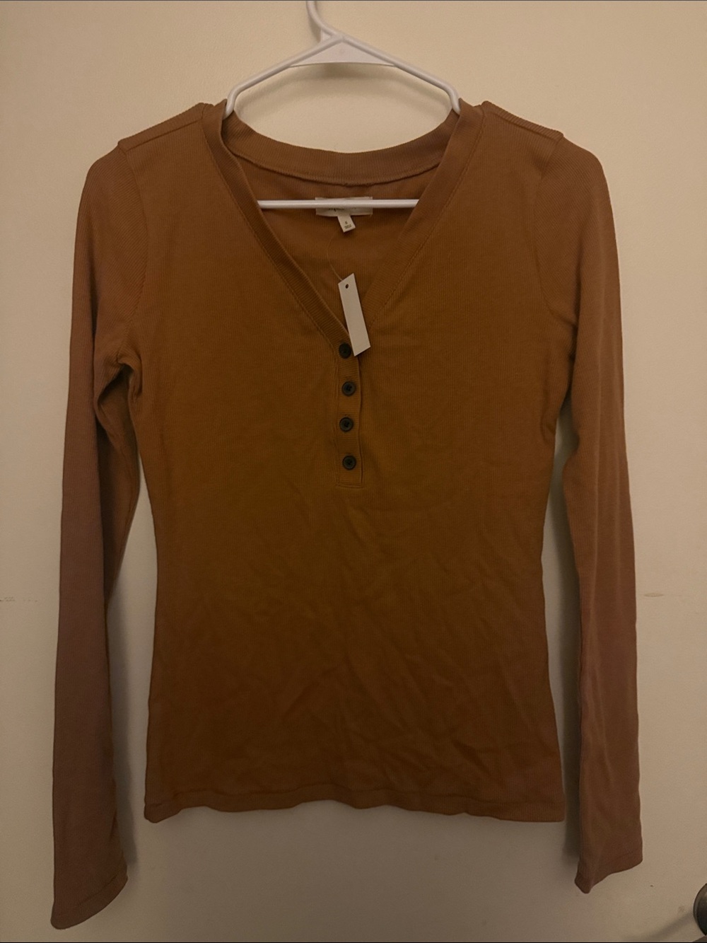 Madewell Camel Long Sleeve Henley Top